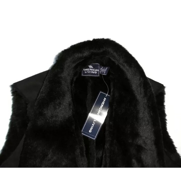 New American Living Faux Shearling Vest Black - Picture 2 of 4